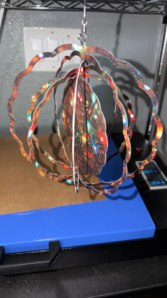 Outdoor Wind Spinner Christmas Lights Theme with Glitter