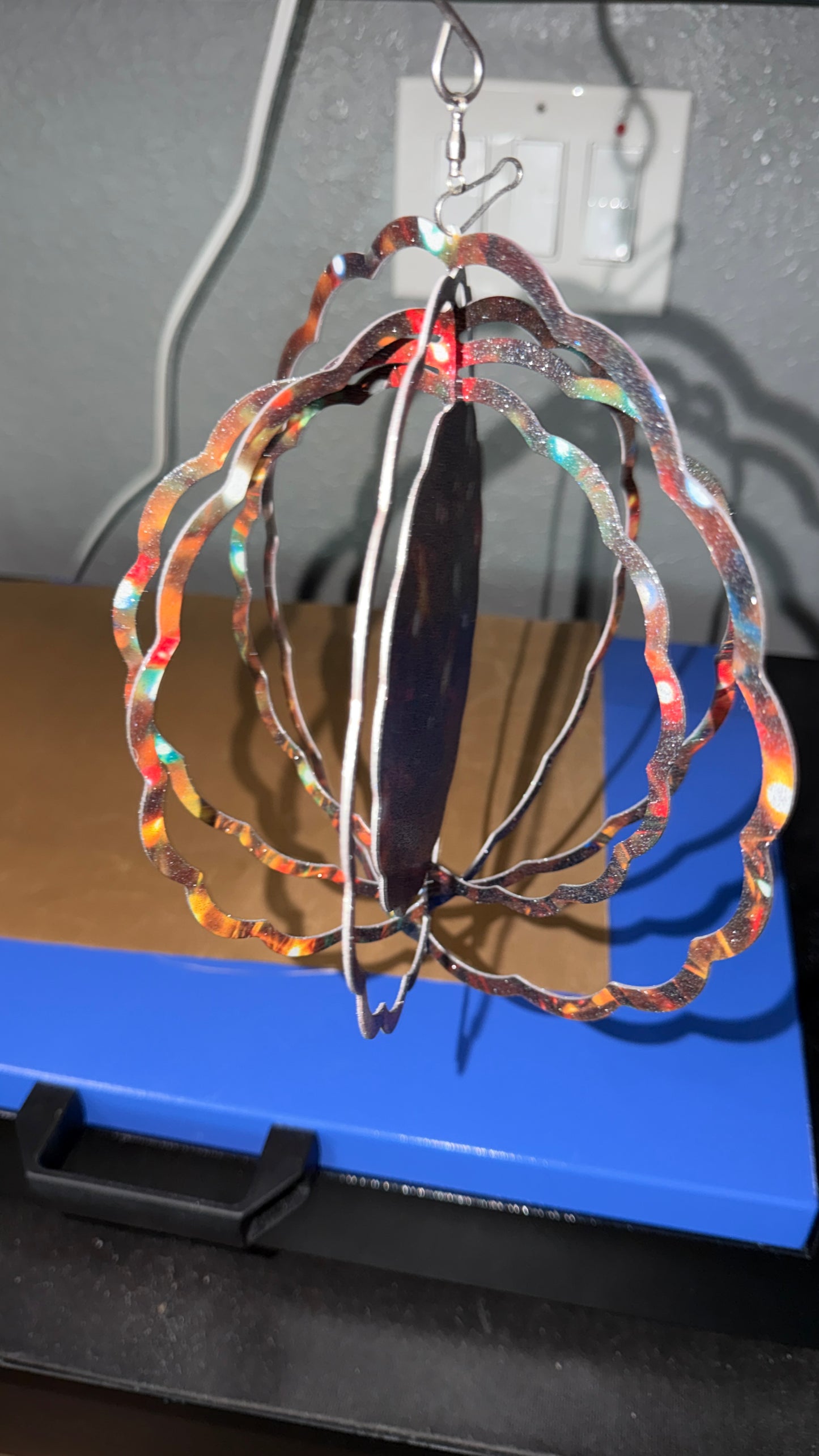 Outdoor Wind Spinner Christmas Lights Theme with Glitter