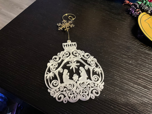 Nativity Birth of Jesus 3D Printed Christmas Ornament