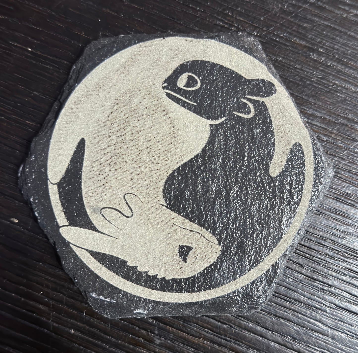 How To Train Your Dragon Toothless and Light Fury Yin Yang Laser Engraved Coasters