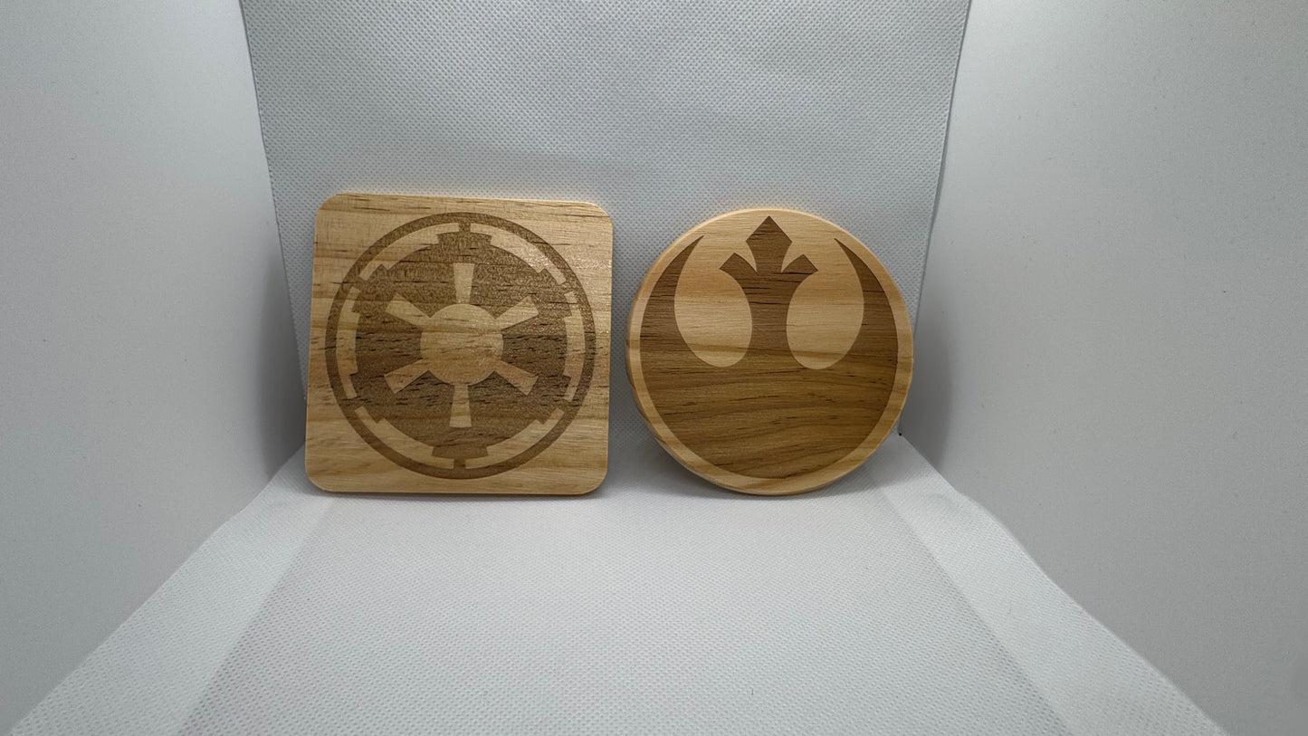 Star Wars Imperial and Rebel Wood Coasters