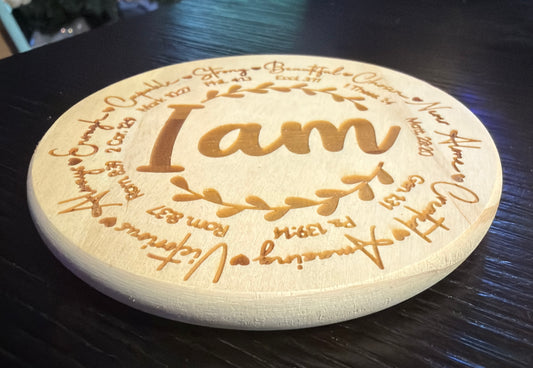 I am Inspirational Wood Laser Engraved Coaster
