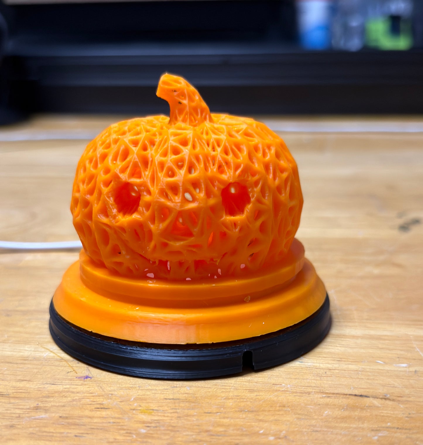 3D Printed Jack ‘O Lantern Halloween Multi-Color Light Home Office Decor - 3" tall (base to stem) / 4" wide (at the base)