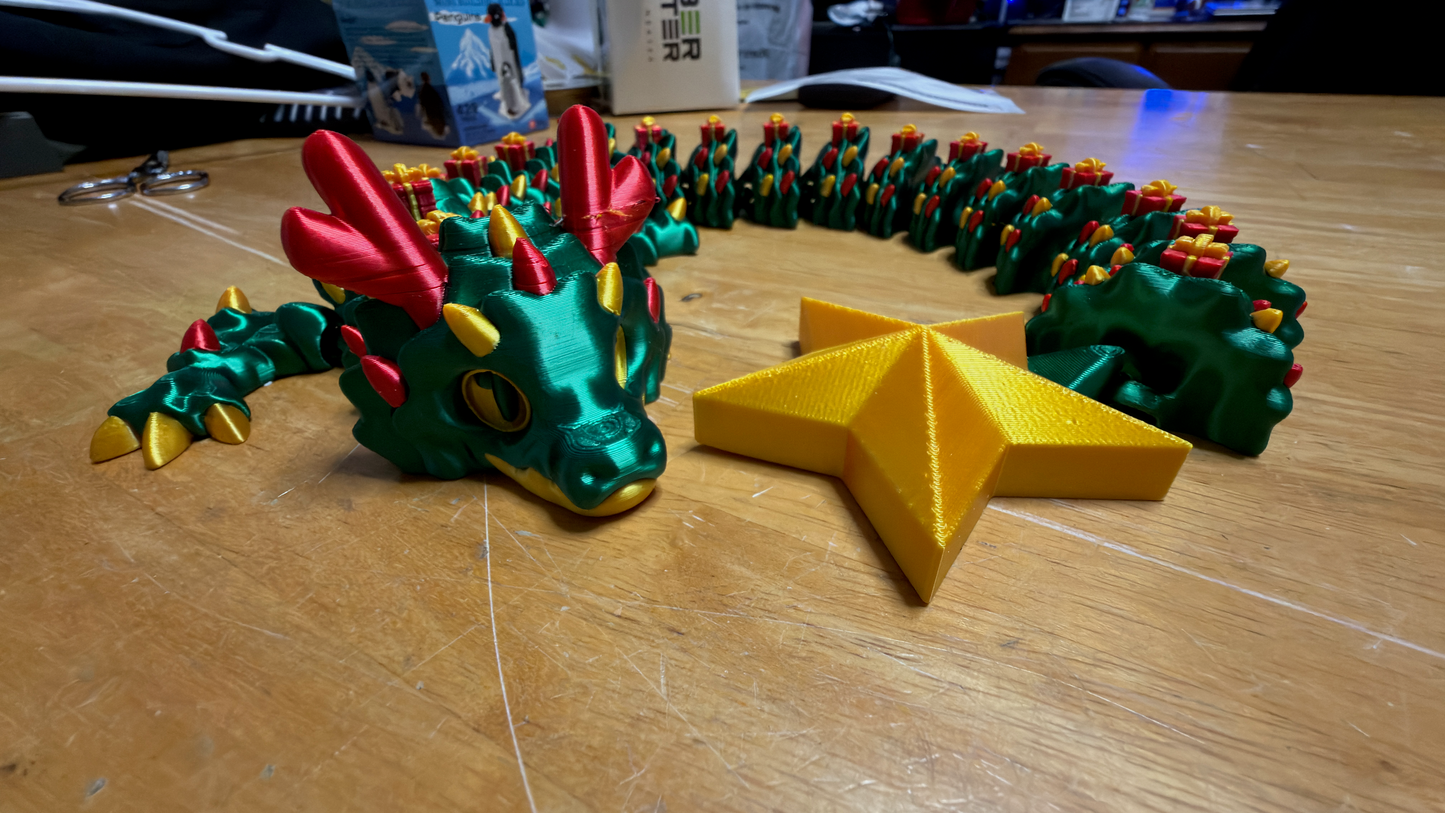 Christmas Tree Articulated Flexi Dragon (23" long)