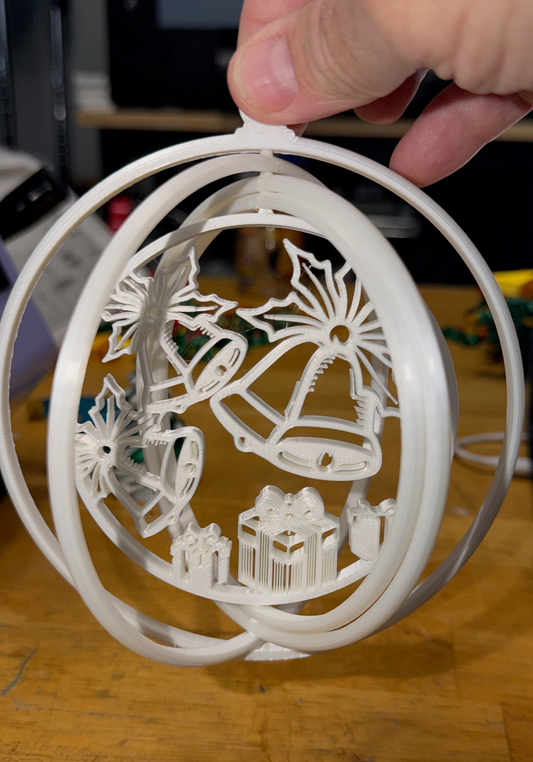 Bells and Gifts Spinning Christmas Ornament
