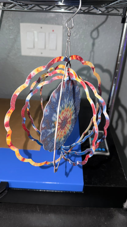 Outdoor Wind Spinner Tie Dye Theme with Glitter