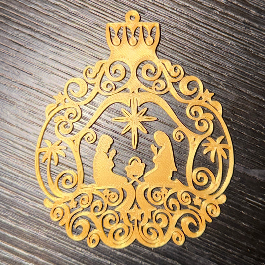 Nativity Birth of Jesus 3D Printed Christmas Ornament