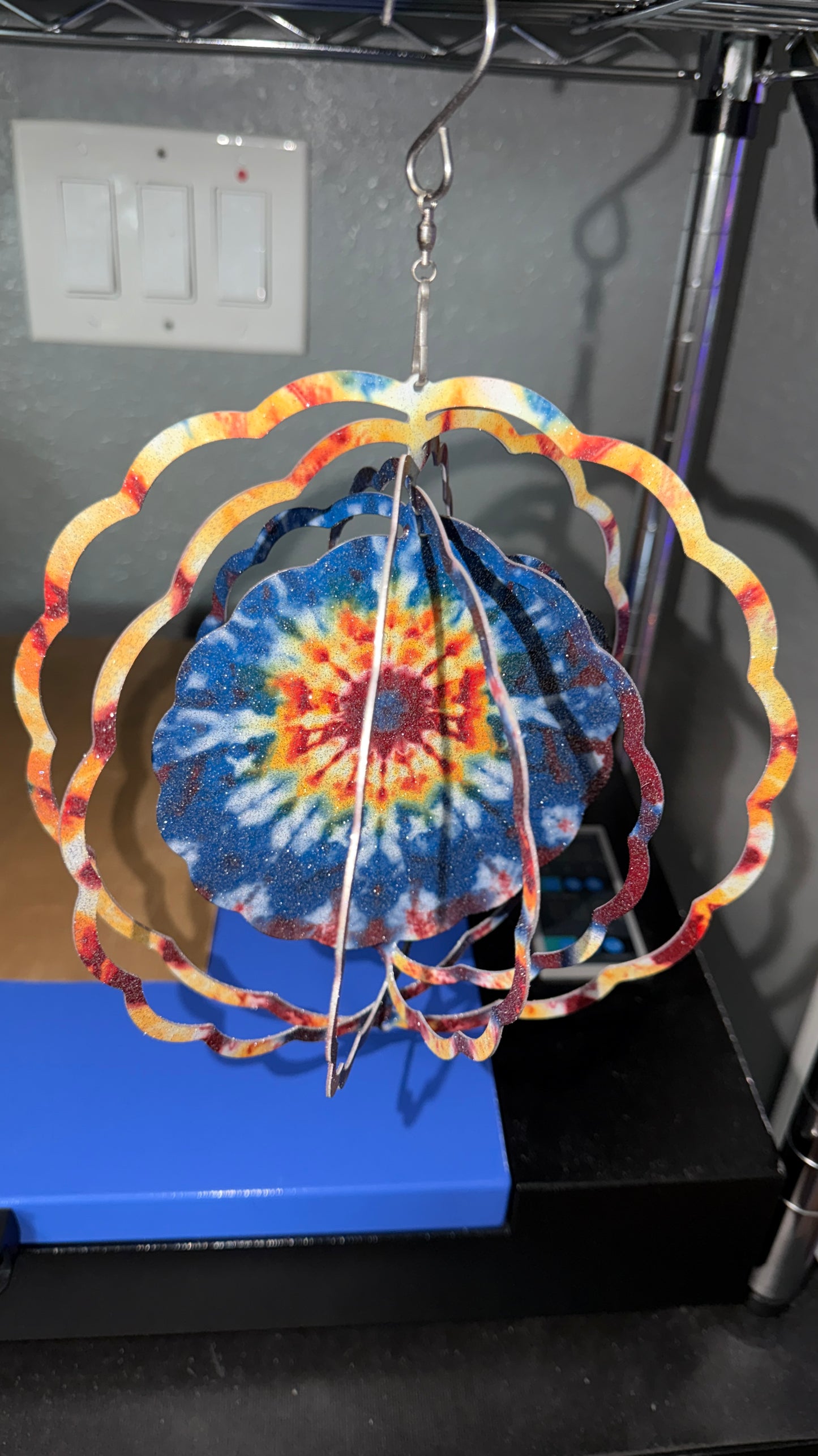 Outdoor Wind Spinner Tie Dye Theme with Glitter
