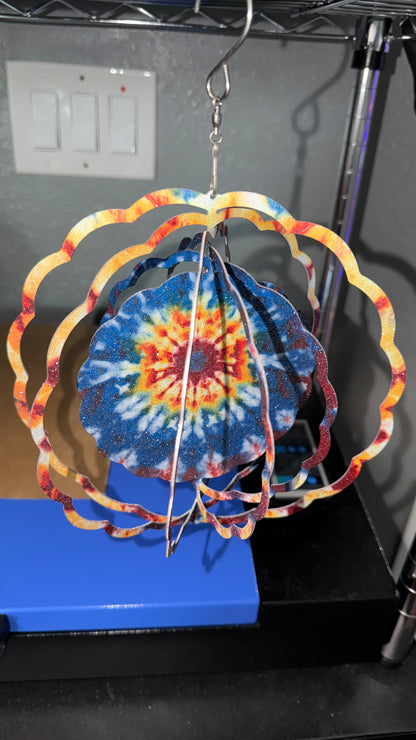Outdoor Wind Spinner Tie Dye Theme with Glitter