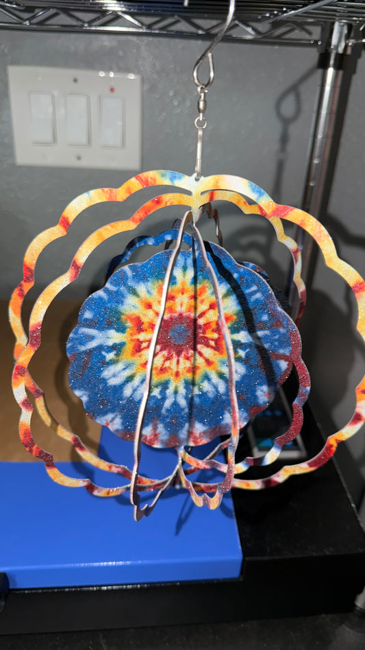 Outdoor Wind Spinner Tie Dye Theme with Glitter