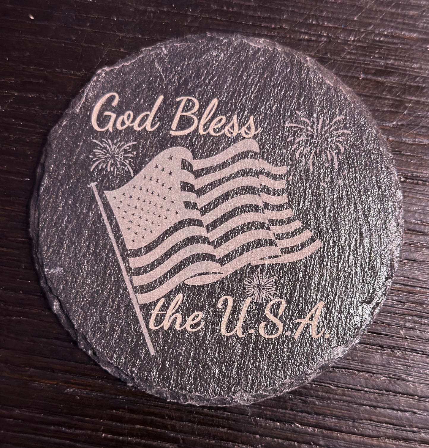 God Bless the U.S.A. Laser Engraved Coasters