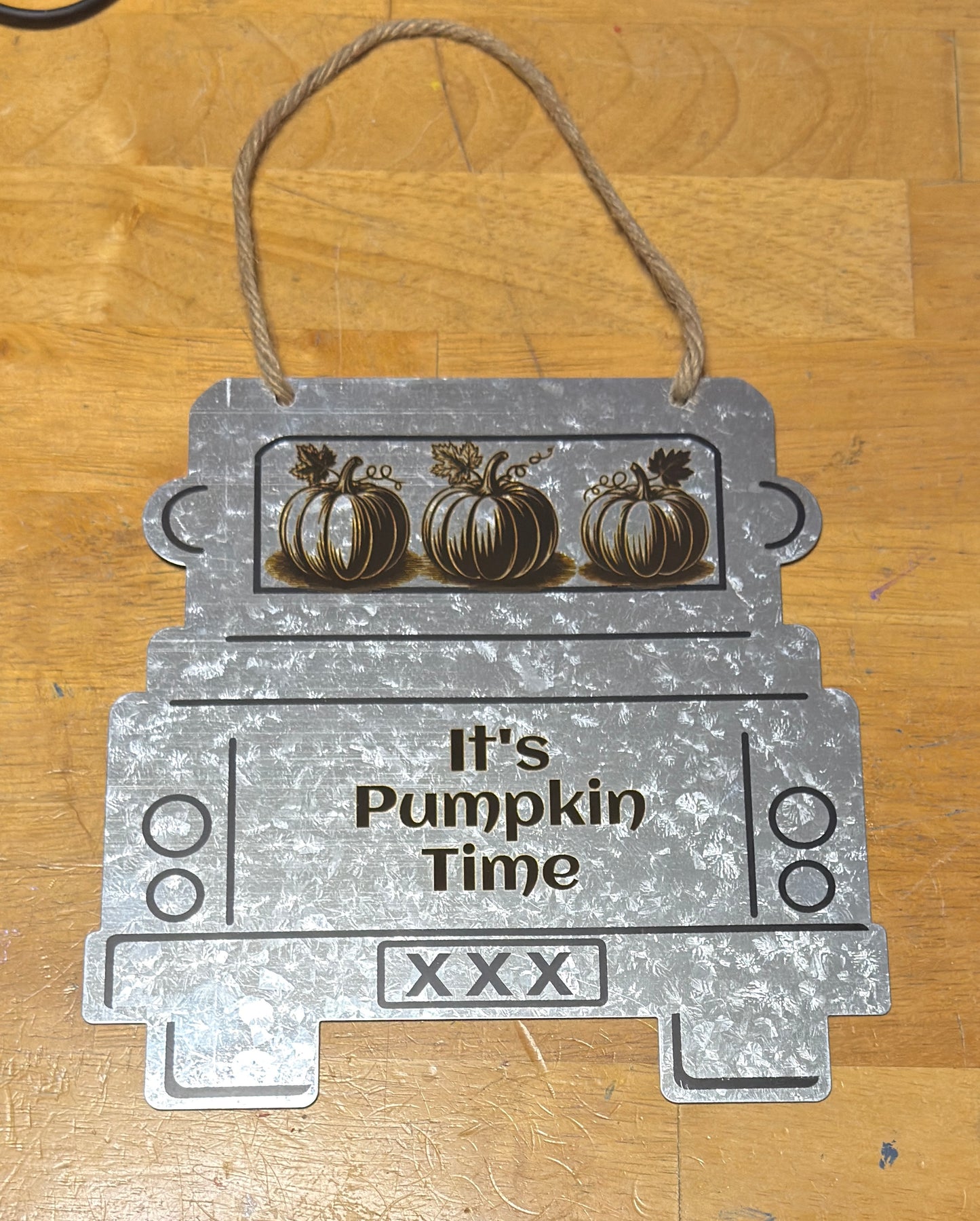 Fall Thanksgiving Season “It’s Pumpkin Time” Laser Engraved Metal Wall Sign (7” x 7”)