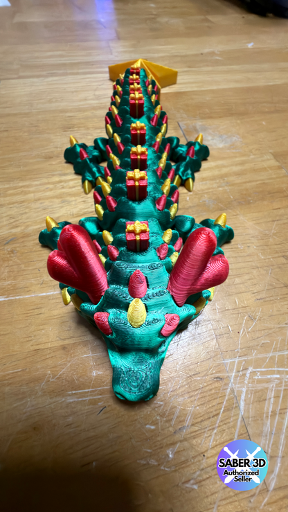 Baby Christmas Tree Articulated Flexi Dragon (10" long)