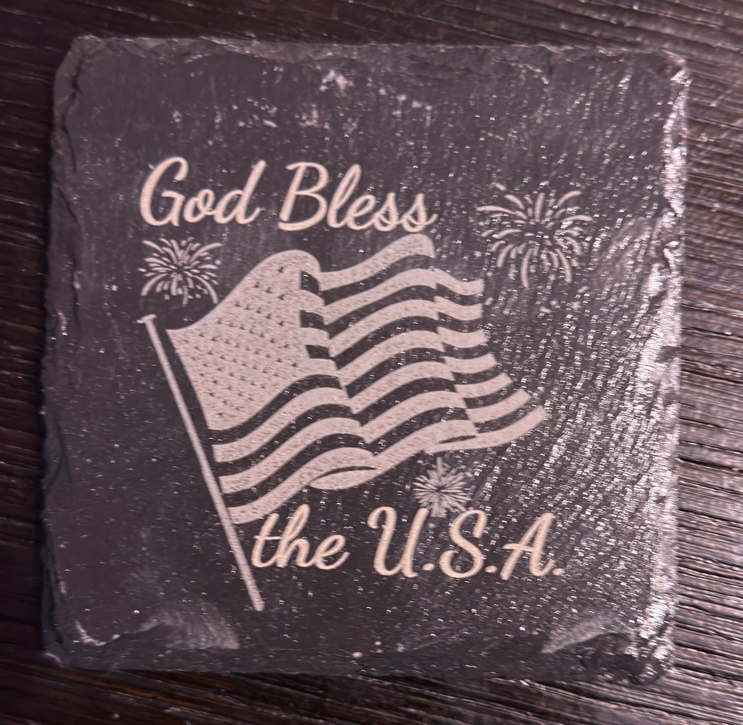 God Bless the U.S.A. Laser Engraved Coasters