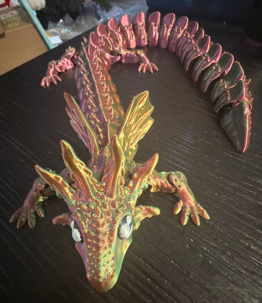 Axolotl Articulated 3D Printed Dragon 16” long