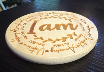 I am Inspirational Wood Laser Engraved Coaster