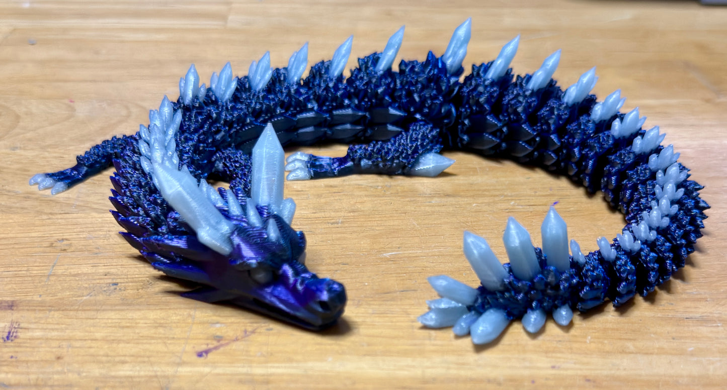 15" Articulated 3D Printed Dragon with Glow In the Dark Spikes and Toes
