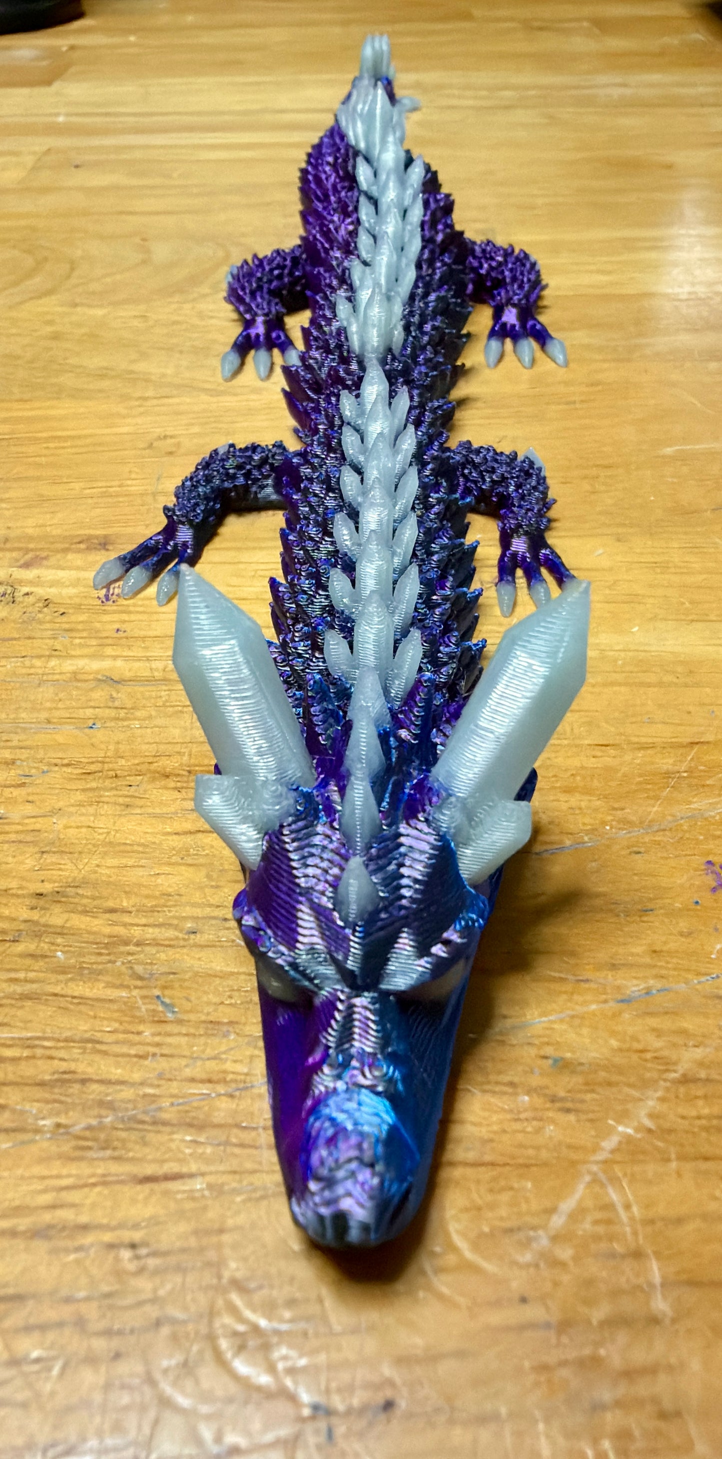 15" Articulated 3D Printed Dragon with Glow In the Dark Spikes and Toes