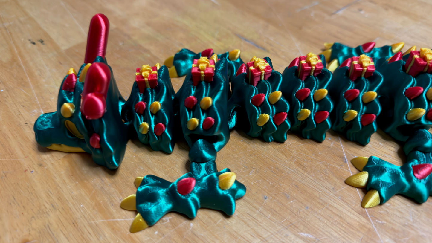 Christmas Tree Articulated Flexi Dragon (23" long)