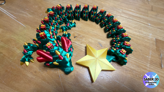 Christmas Tree Articulated Flexi Dragon (23" long)