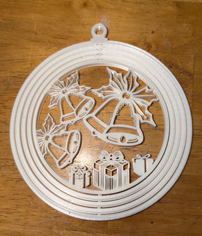 Bells and Gifts Spinning Christmas Ornament