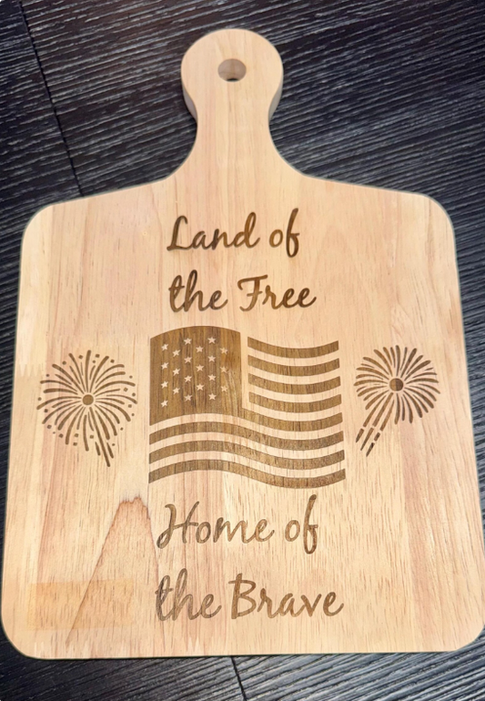 Land of the Free Home of the Brave Bamboo Cutting Board