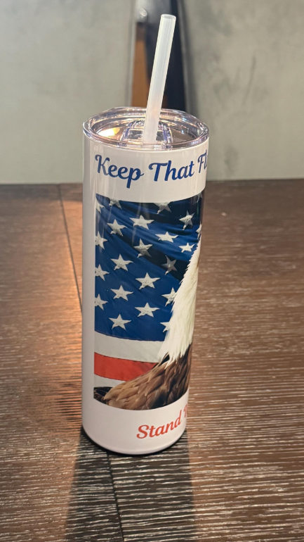 Stand Up and Be Brave Patriotic 20 oz Skinny Stainless Steel Tumbler