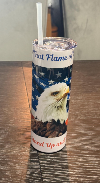 Stand Up and Be Brave Patriotic 20 oz Skinny Stainless Steel Tumbler