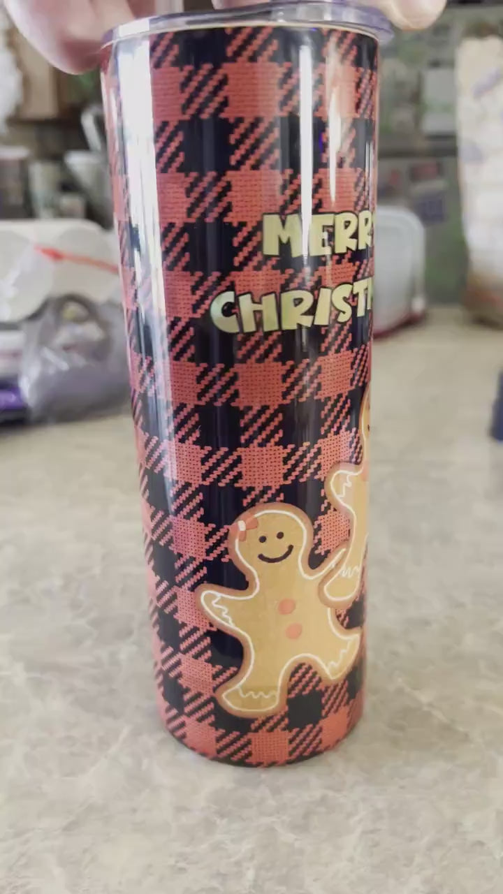 Merry Christmas Gingerbread Men 20 oz Skinny Tumbler