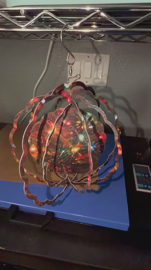 Outdoor Wind Spinner Christmas Lights Theme with Glitter