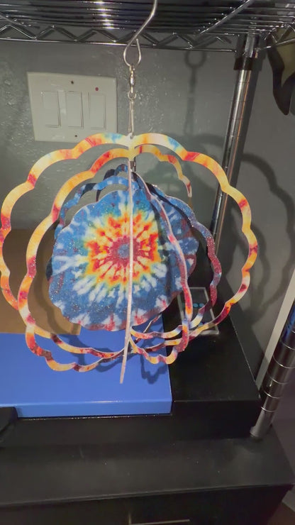 Outdoor Wind Spinner Tie Dye Theme with Glitter