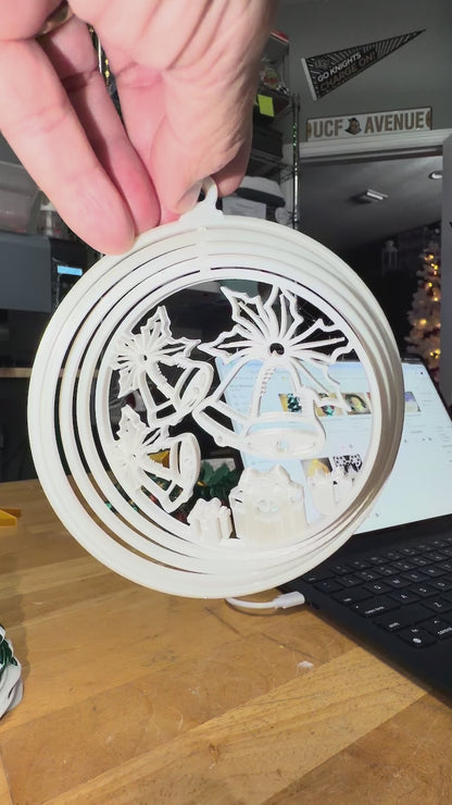 Bells and Gifts Spinning Christmas Ornament