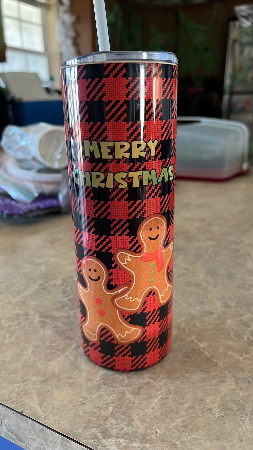 Merry Christmas Gingerbread Men 20 oz Skinny Tumbler